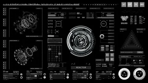 Futuristic interface | HUD | Central panel Stock Footage 77571119