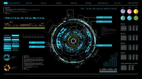 Futuristic interface hud design, infographic elements like scanning graph or Stock Illustration
