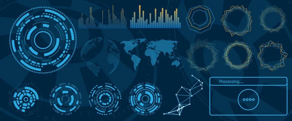 Futuristic Interface Hud Design, Infographic Elements,Tech and Science, Analysis Stock Illustration