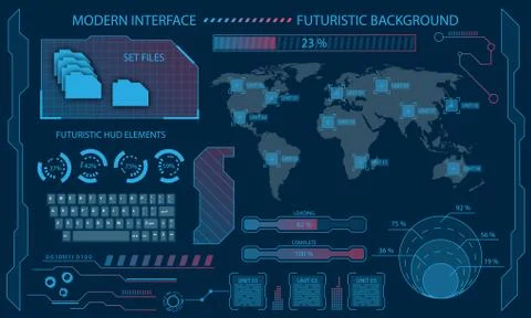 Futuristic Interface Hud Design, Infographic Elements,Tech and Science, Files 스톡 일러스트