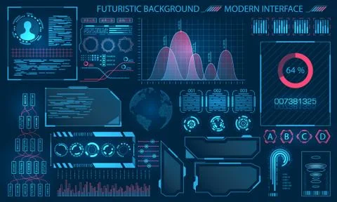 Futuristic Interface HUD Design, Infographic Elements Illustrazione stock