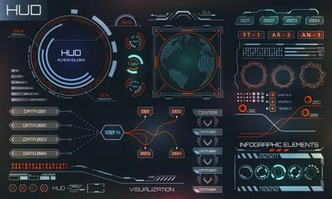 Futuristic Interface HUD Design, Infographic Elements,Tech and Science, Analysis Illustrazione stock