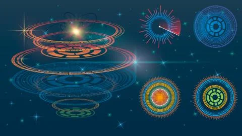 Futuristic interface hud design, infographic elements like scanning graph, wa 스톡 일러스트