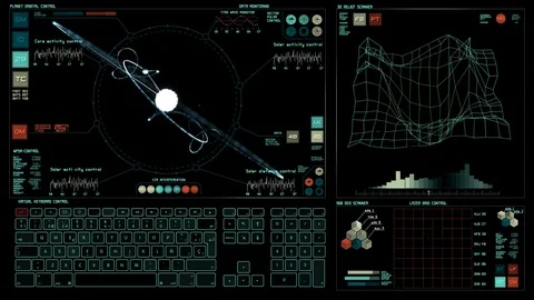 Futuristic interface | HUD | Planet system Stock Footage 77570558