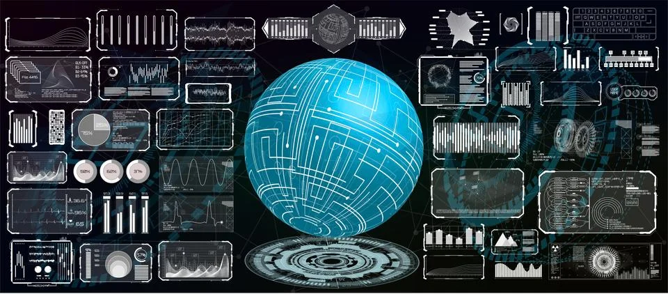 Futuristic interface hud set. design for business app Ilustración de archivo