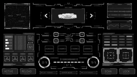 Futuristic interface | HUD | Spaceship systems analysis Stock Footage 77571000