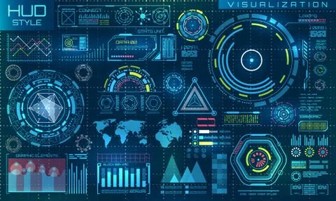 Futuristic Interface HUD Style and Infographic Elements. Abstract Virtual Illustrazione stock