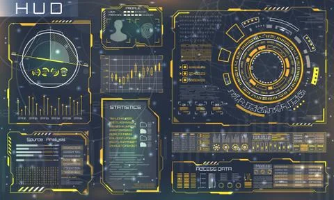 Futuristic Interface HUD Style and Infographic Elements. Technology Template 스톡 일러스트
