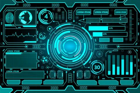 Futuristic interface hud technology background vector design. Stock Illustration