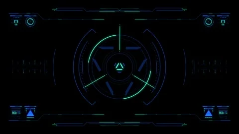 Futuristic Interface with Neon Lights and Geometric Elements in Sci-Fi Style Stock Footage 341917958