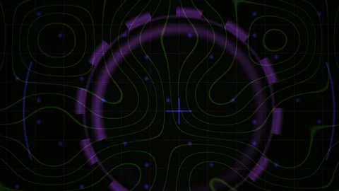 Futuristic interface with purple circular design. Stock Footage 334872503