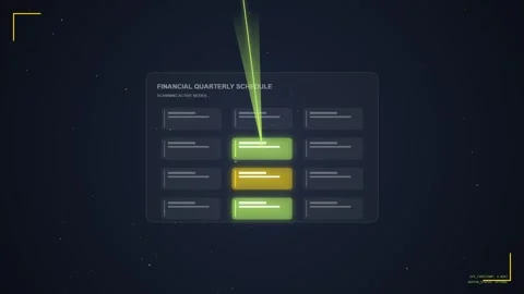 Futuristic Interface Selection Digital Grid with Glowing Cursor and Data Flow Stock Footage 348415416