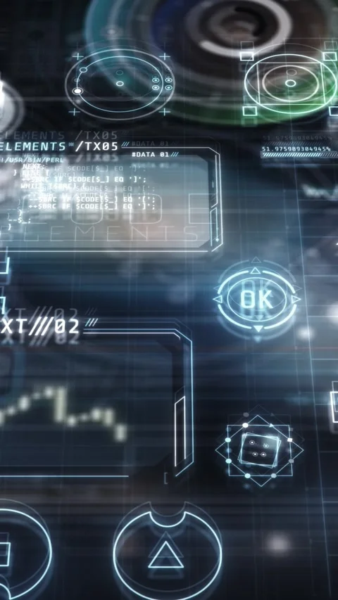 Futuristic interface showing brain activity and data analysis in virtual reality Stock Footage 343789410