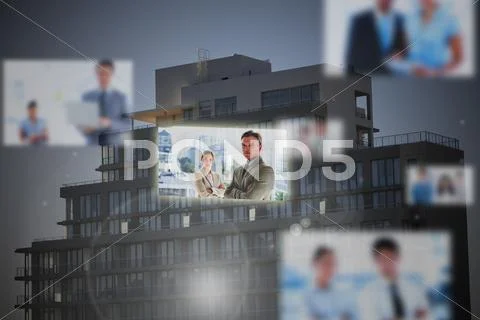 Futuristic interface showing business people Stock Photos