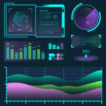 Futuristic interface space motion graphic infographic game and ui ux elements Stockillustratie
