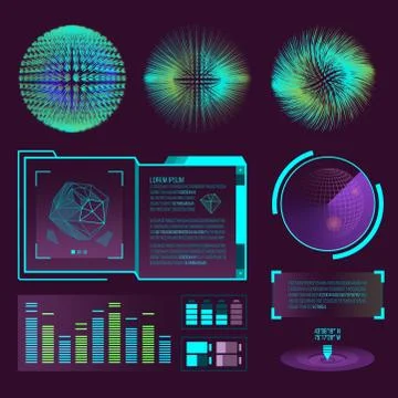 Futuristic interface space motion graphic infographic game and ui ux elements 库存插图