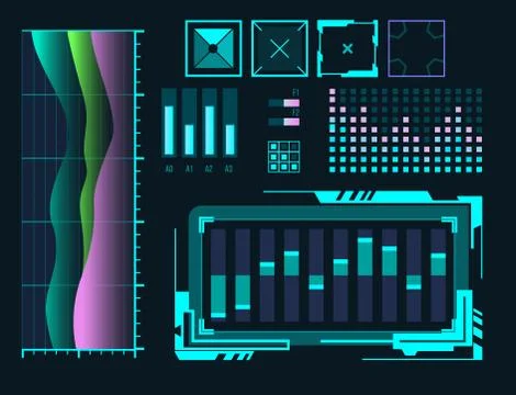 Futuristic interface space motion graphic infographic game and ui ux elements Illustrazione stock