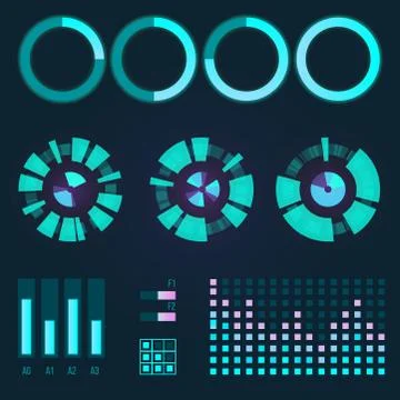 Futuristic interface space motion graphic infographic game and ui ux elements イラスト素材