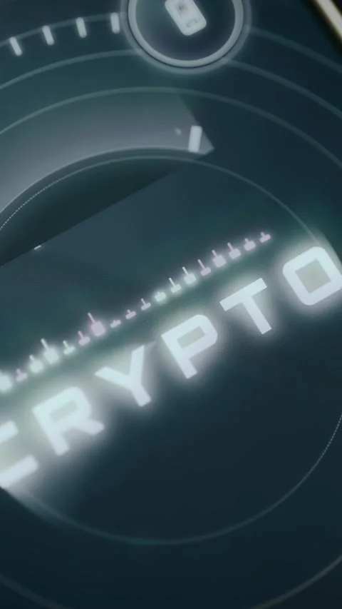 Futuristic interface-style artwork emphasizing the word CRYPTO Stock Footage 333839166