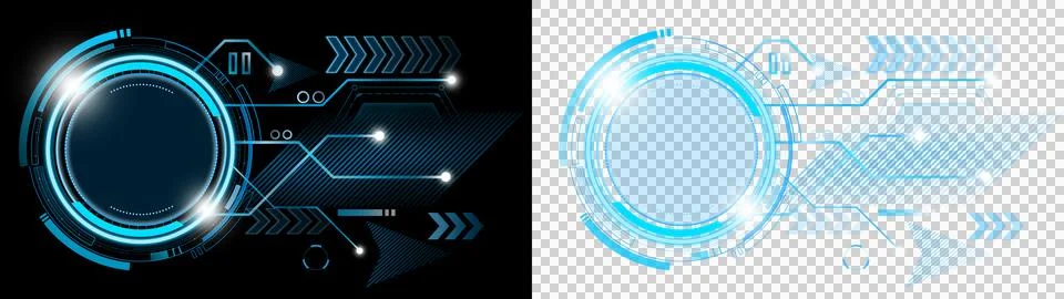 Futuristic Interface Technology Background with Glowing Circular HUD Dashboard E イラスト素材