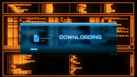 Futuristic interface of uploading/downloading/copying files process Stock Footage 95227727