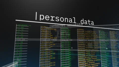 Futuristic interface visualization showing personal data streams and network Illustrazione stock