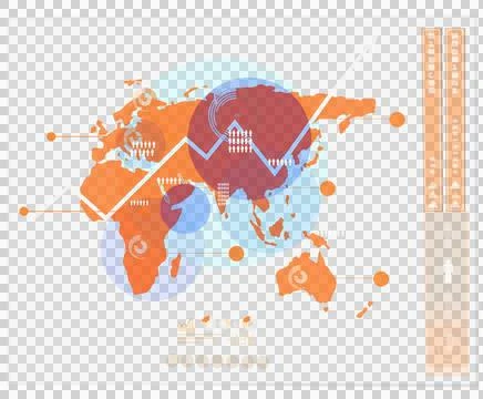 Futuristic interface with the world map Stock Illustration