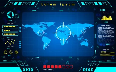Futuristic interface world map technology  background design. Stock Illustration
