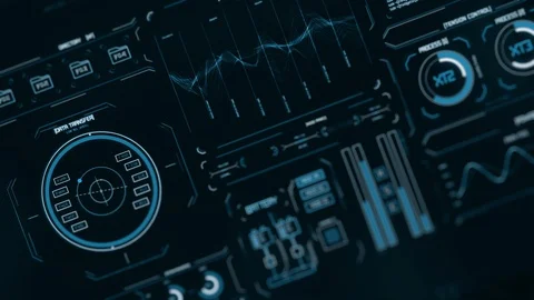Futuristic interface/HUD/FUI/Digital screen glass panel/Control dashboard Video stock 124206213
