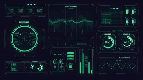 Futuristic interface/HUD/FUI/Digital screen glass panel/Control dashboard Stock Footage 124206793