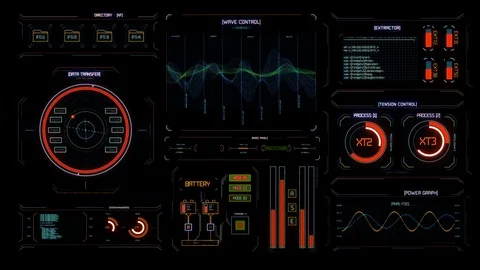 Futuristic interface/HUD/FUI/Digital screen glass panel/Control dashboard Stock Footage 124207223