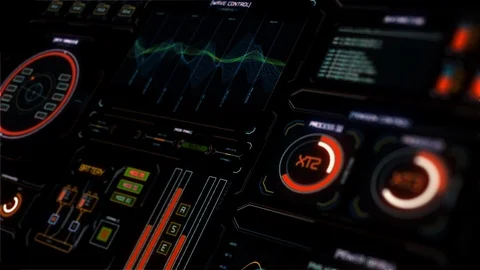 Futuristic interface/HUD/FUI/Digital screen glass panel/Control dashboard Video stock 124207858