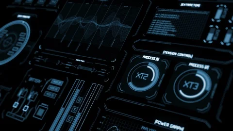 Futuristic interface/HUD/FUI/Digital screen glass panel/Control dashboard Video stock 124207881
