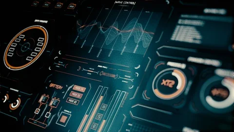 Futuristic interface/HUD/FUI/Digital screen glass panel/Control dashboard Stock Footage 124208328