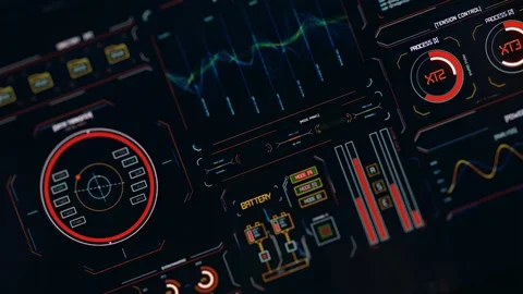Futuristic interface/HUD/FUI/Digital screen glass panel/Control dashboard Stock Footage 124208359
