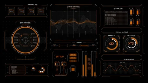 Futuristic interface/HUD/FUI/Digital screen glass panel/Control dashboard Stock Footage 124208445