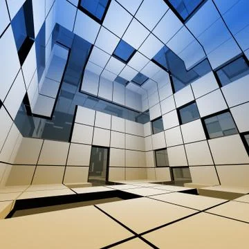 Futuristic interior 3d rendering Stock Illustration