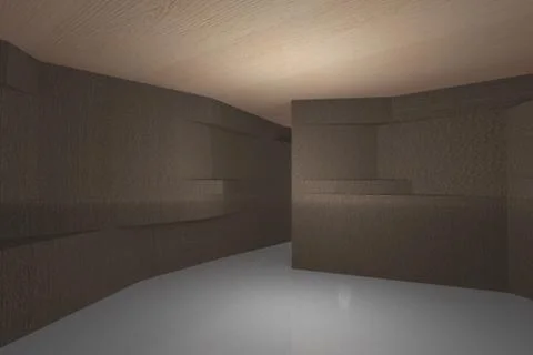 Futuristic interior with bark wood pattern wall Stock Illustration