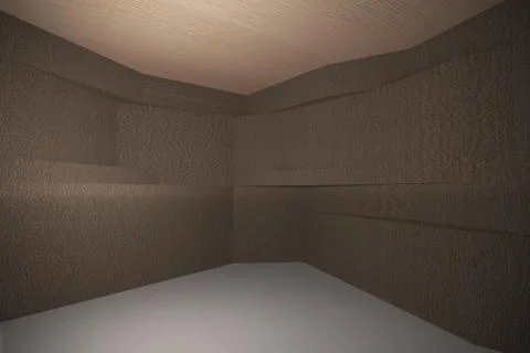 Futuristic interior with bark wood pattern wall Stock Illustration