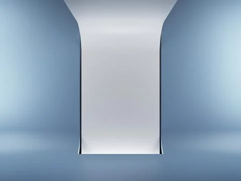 Futuristic interior with blue walls Illustrazione stock