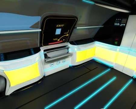 Futuristic interior design of business class aircraft. Stock Illustration