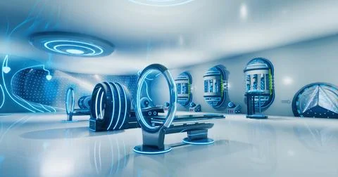Futuristic interior design with cutting edge technology in a sleek environmen Stock Illustration