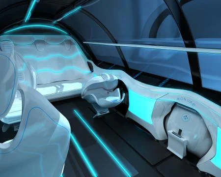 Futuristic interior design of the passenger zone of a supersonic business class Stock Illustration