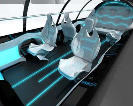 Futuristic interior design of the passenger zone of a supersonic business class Stock Illustration
