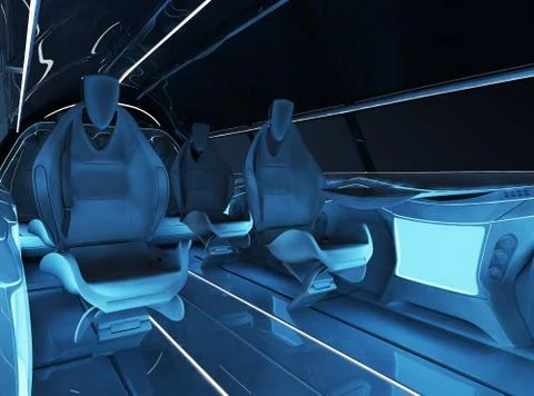 Futuristic interior design of the passenger zone of a supersonic business class Stock Illustration