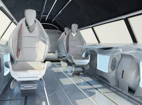 Futuristic interior design of the passenger zone of a supersonic business class Stock Illustration