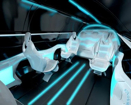 Futuristic interior design of the passenger zone of a supersonic business class Stock Illustration