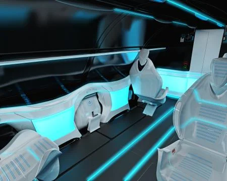 Futuristic interior design of the passenger zone of a supersonic business class Stock Illustration