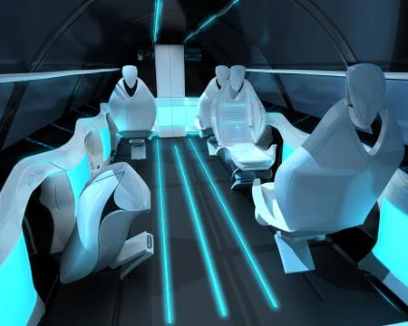 Futuristic interior design of the passenger zone of a supersonic business class Stock Illustration