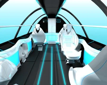 Futuristic interior design of the passenger zone of a supersonic business class Stock Illustration